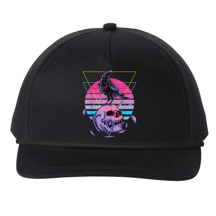 Vaporwave Skull And Crow Retro Aesthetic Pastel Goth Art Snapback Five-Panel Rope Hat