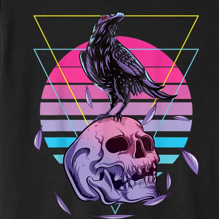 Vaporwave Skull And Crow Retro Aesthetic Pastel Goth Art ChromaSoft Performance T-Shirt