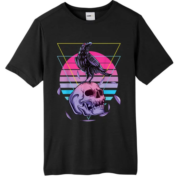 Vaporwave Skull And Crow Retro Aesthetic Pastel Goth Art ChromaSoft Performance T-Shirt