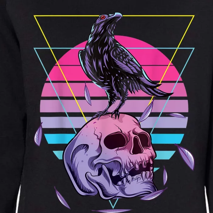 Vaporwave Skull And Crow Retro Aesthetic Pastel Goth Art Womens California Wash Sweatshirt