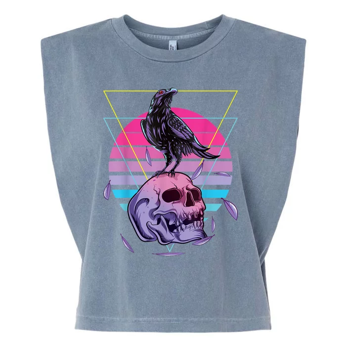 Vaporwave Skull And Crow Retro Aesthetic Pastel Goth Art Garment-Dyed Women's Muscle Tee