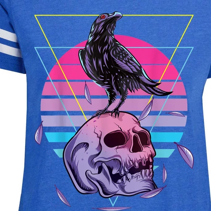 Vaporwave Skull And Crow Retro Aesthetic Pastel Goth Art Enza Ladies Jersey Football T-Shirt