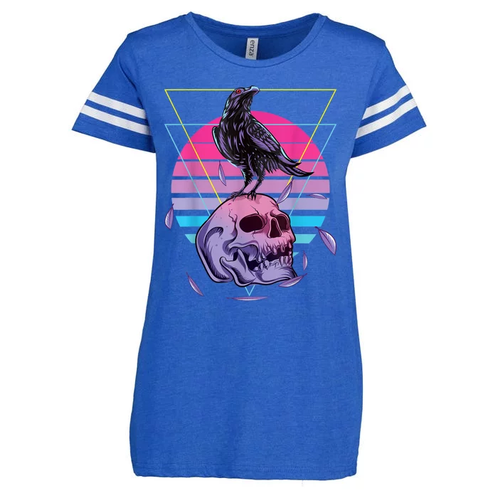 Vaporwave Skull And Crow Retro Aesthetic Pastel Goth Art Enza Ladies Jersey Football T-Shirt