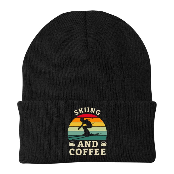 Vintage Skiing And Coffee Skiing Lover Gift For Skier Knit Cap Winter Beanie