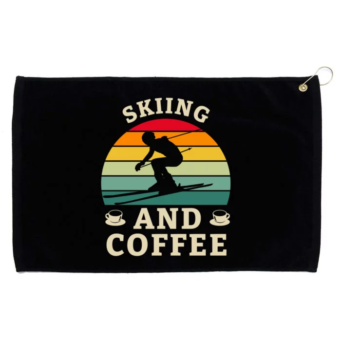 Vintage Skiing And Coffee Skiing Lover Gift For Skier Grommeted Golf Towel