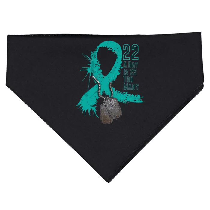 Veteran Suicide Awareness Ribbon 22 A Day Is 22 Too Many USA-Made Doggie Bandana