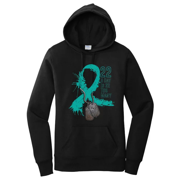 Veteran Suicide Awareness Ribbon 22 A Day Is 22 Too Many Women's Pullover Hoodie