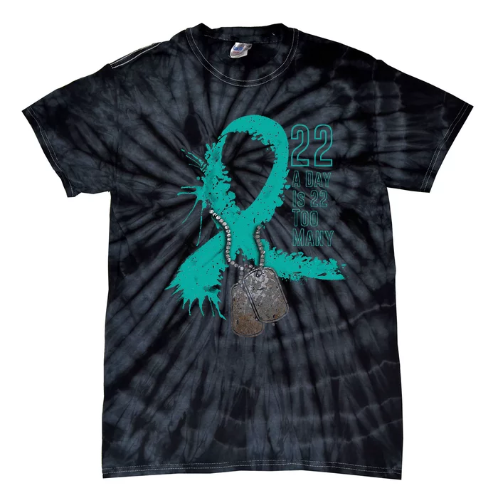 Veteran Suicide Awareness Ribbon 22 A Day Is 22 Too Many Tie-Dye T-Shirt