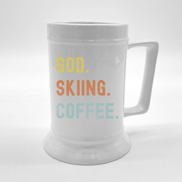 Vintages Skiing And Coffee Distressed Gift Front & Back Beer Stein