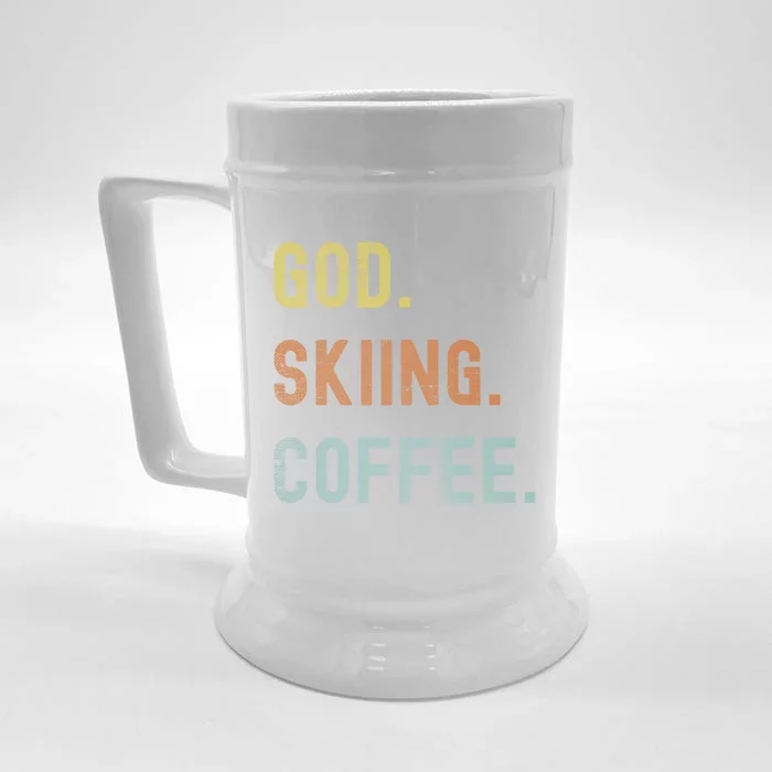 Vintages Skiing And Coffee Distressed Gift Front & Back Beer Stein