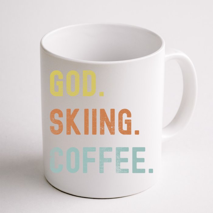 Vintages Skiing And Coffee Distressed Gift Front & Back Coffee Mug