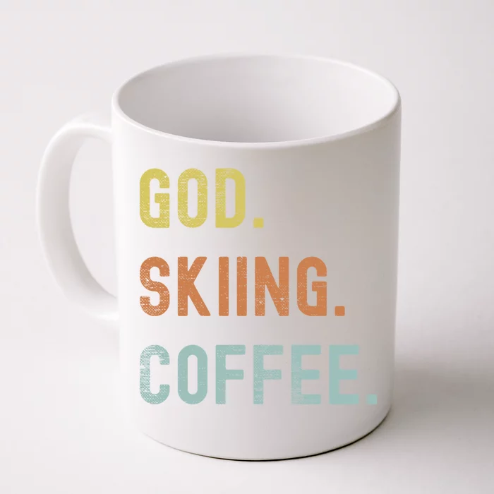 Vintages Skiing And Coffee Distressed Gift Front & Back Coffee Mug