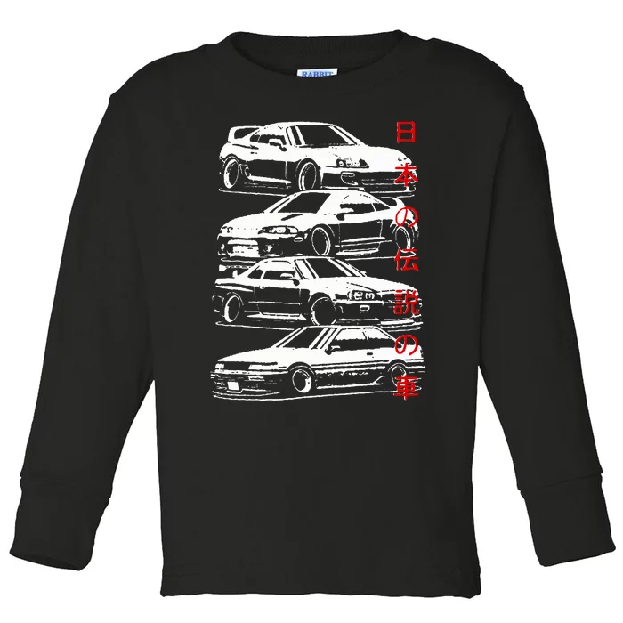 Vintage Skyline Automotive Jdm Legend Tuning Car Toddler Long Sleeve Shirt