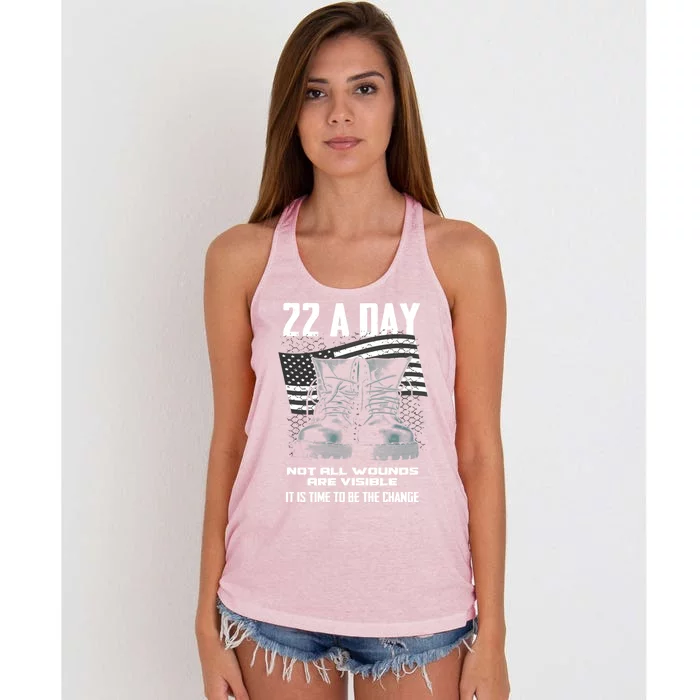 Veteran Suicide Awareness Gift Women's Knotted Racerback Tank