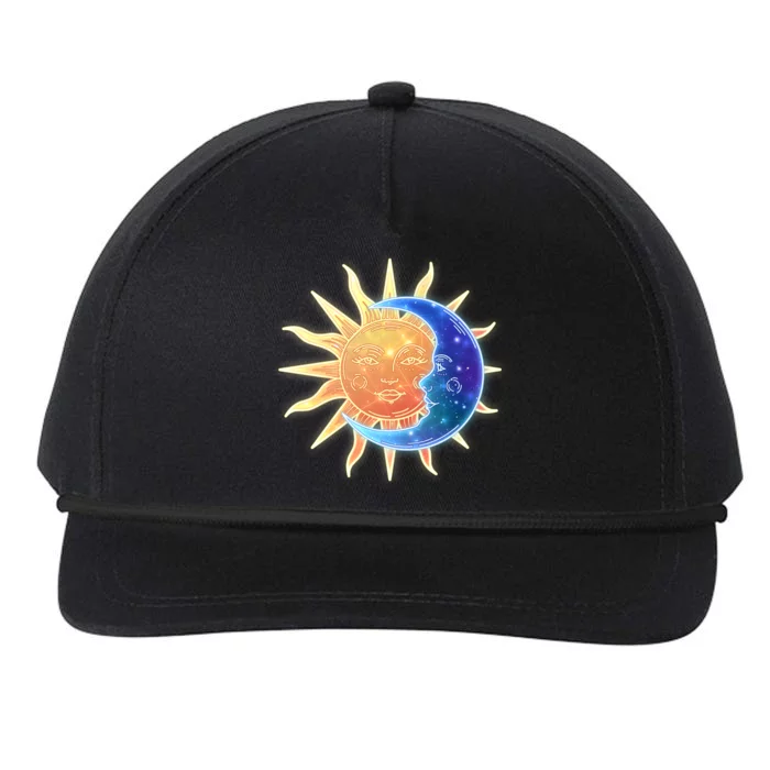 Vintage Sun And Moon Galaxy Snapback Five-Panel Rope Hat