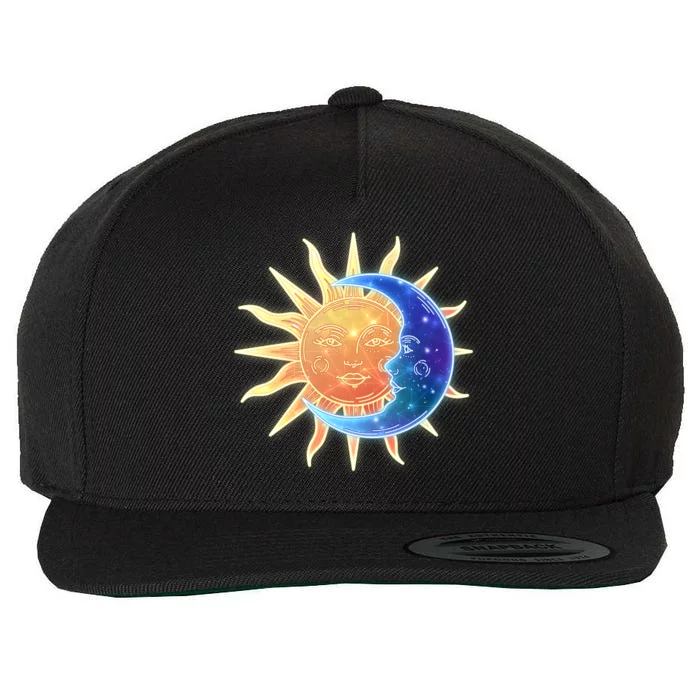 Vintage Sun And Moon Galaxy Wool Snapback Cap