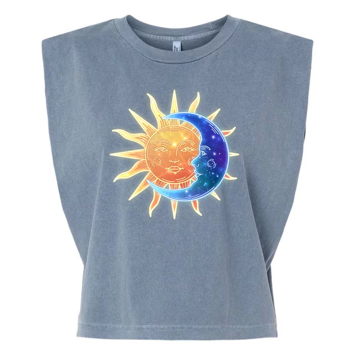 Vintage Sun And Moon Galaxy Garment-Dyed Women's Muscle Tee