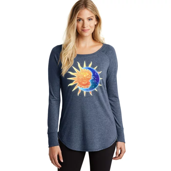 Vintage Sun And Moon Galaxy Women's Perfect Tri Tunic Long Sleeve Shirt