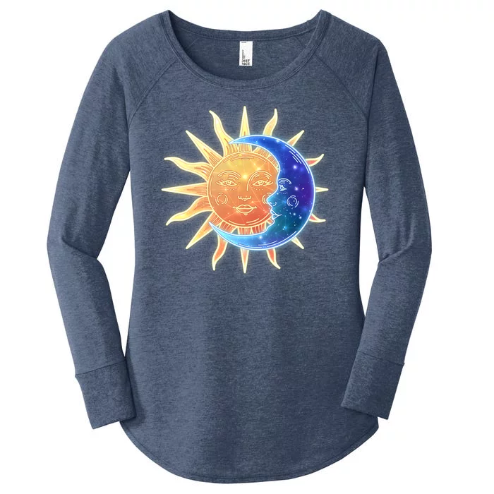 Vintage Sun And Moon Galaxy Women's Perfect Tri Tunic Long Sleeve Shirt