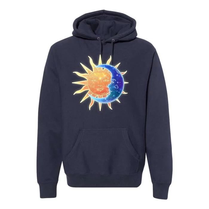 Vintage Sun And Moon Galaxy Premium Hoodie