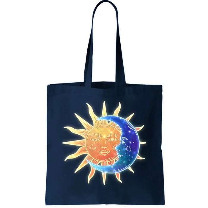 Vintage Sun And Moon Galaxy Tote Bag