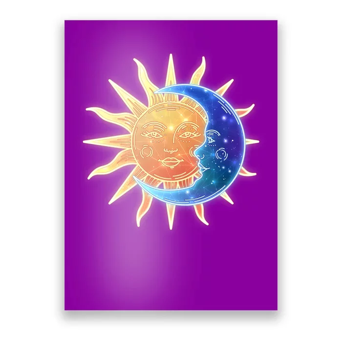 Vintage Sun And Moon Galaxy Poster