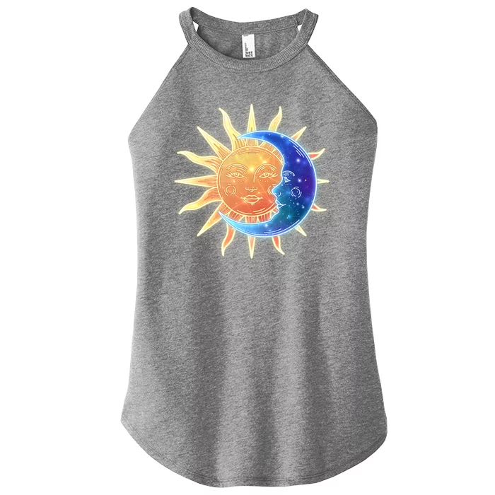 Vintage Sun And Moon Galaxy Women’s Perfect Tri Rocker Tank