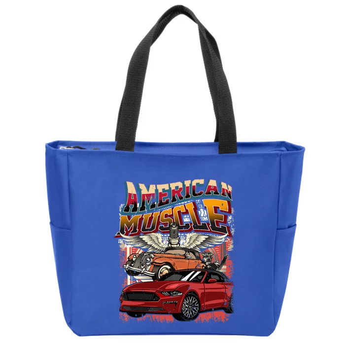 Vintage Streetwear American Muscle Car Zip Tote Bag