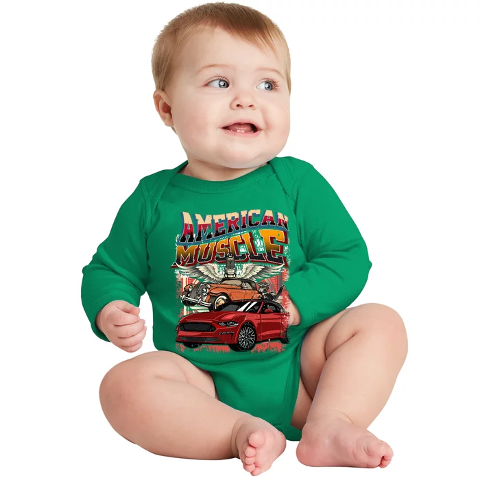 Vintage Streetwear American Muscle Car Baby Long Sleeve Bodysuit