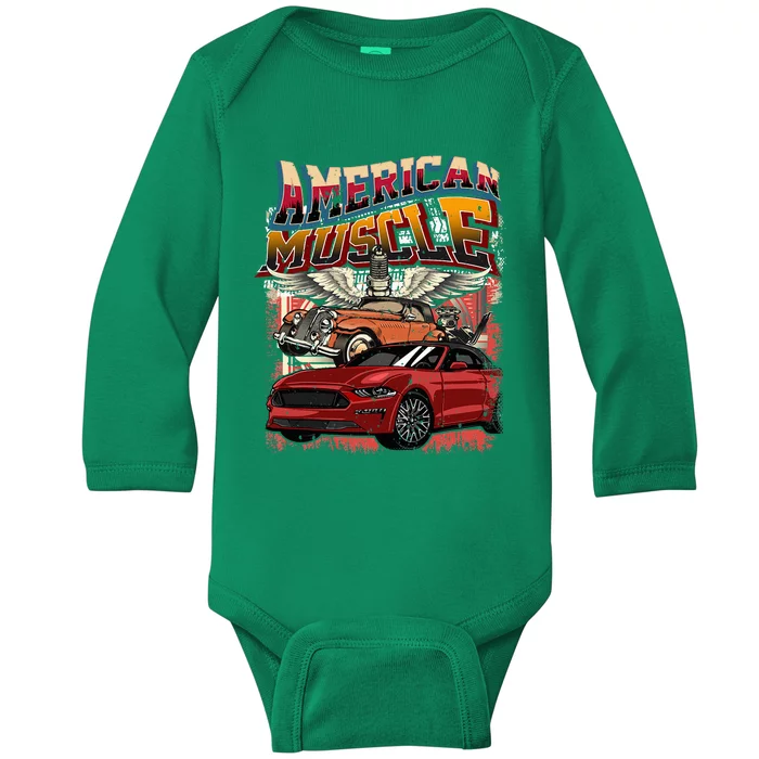 Vintage Streetwear American Muscle Car Baby Long Sleeve Bodysuit