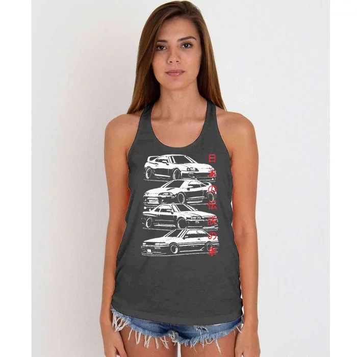 Vintage Skyline Automotive Jdm Legend Tuning Car Women's Knotted Racerback Tank