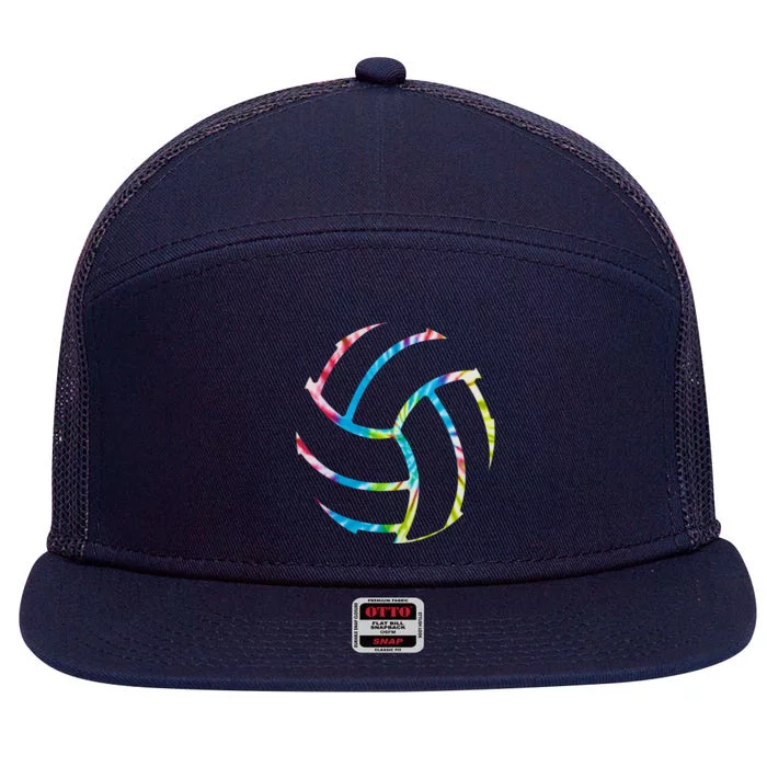 Volleyball Stuff Attire Tie Dye Gift For A Teen Player Gift 7 Panel Mesh Trucker Snapback Hat