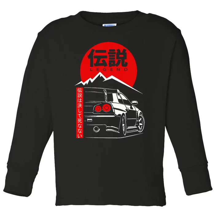 Vintage Skyline Automotive Jdm Legend Tuning Car Toddler Long Sleeve Shirt