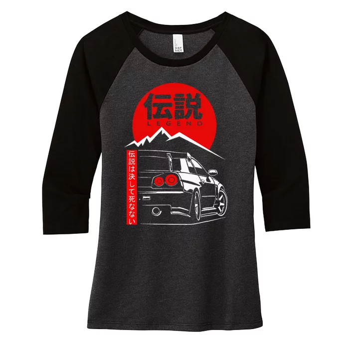 Vintage Skyline Automotive Jdm Legend Tuning Car Women's Tri-Blend 3/4-Sleeve Raglan Shirt