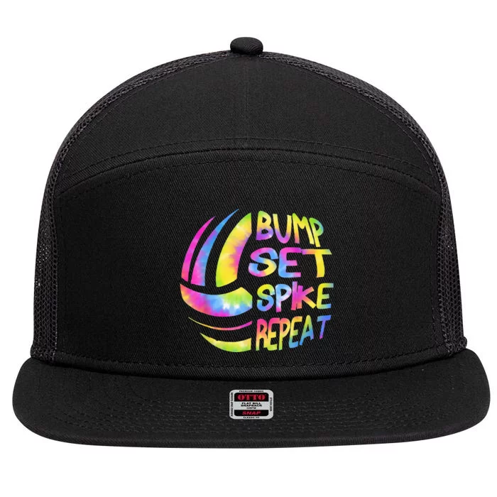 Volleyball Stuff Attire Tie Dye Gift For A Teen Girl Player 7 Panel Mesh Trucker Snapback Hat