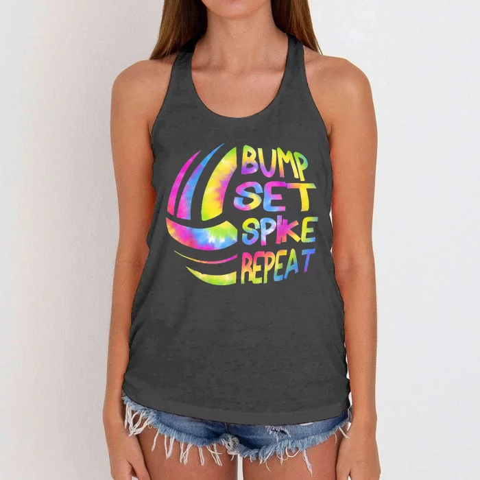 Volleyball Stuff Attire Tie Dye Gift For A Teen Girl Player Women's Knotted Racerback Tank