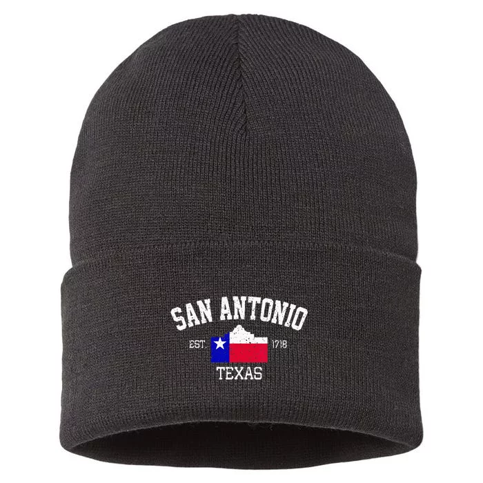 Vintage San Antonio The Alamo Texas Flag Sustainable Knit Beanie