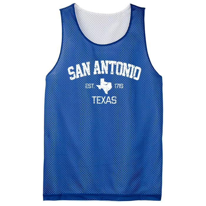 Vintage San Antonio Texas Est 1718 Souvenir Gift Cool Gift Mesh Reversible Basketball Jersey Tank