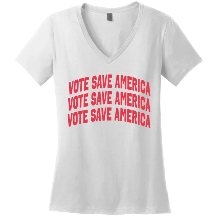 Vote Save America Letterman Women's V-Neck T-Shirt