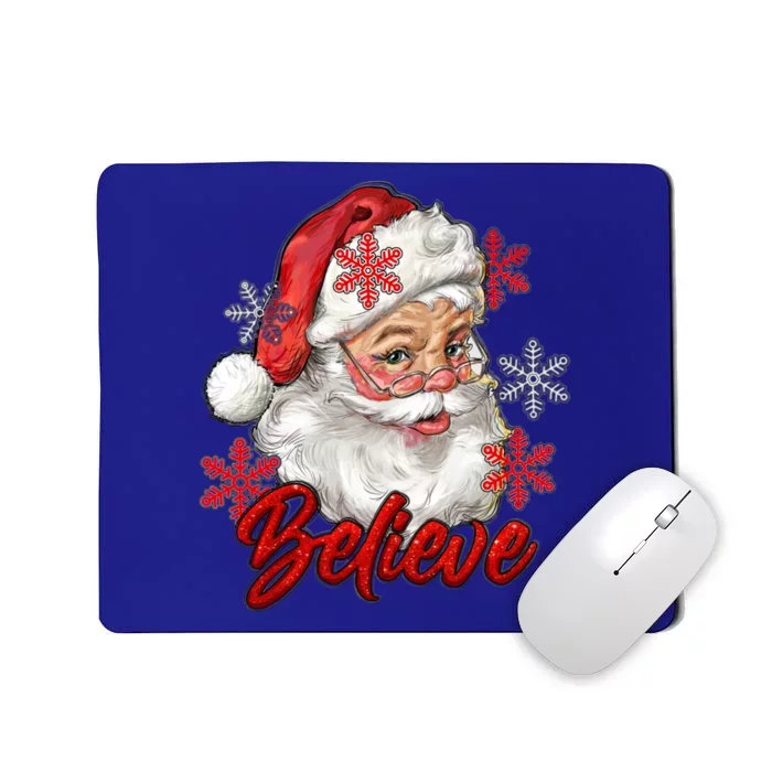 Vintage Snow And Santa Claus Merry Christmas Believe Christ Gift Mousepad