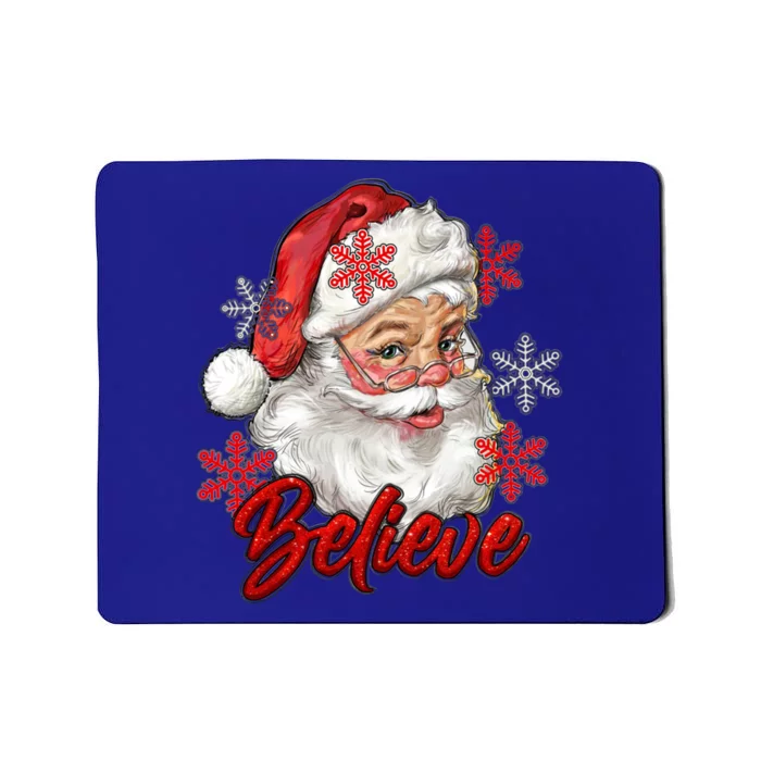 Vintage Snow And Santa Claus Merry Christmas Believe Christ Gift Mousepad