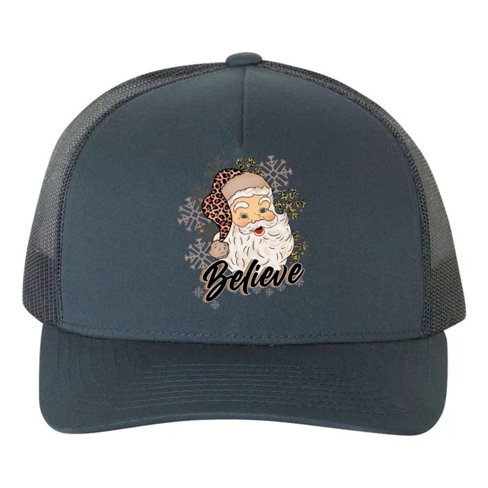 Vintage Snow And Santa Claus Merry Christmas Believe Christ Cute Gift Yupoong Adult 5-Panel Trucker Hat