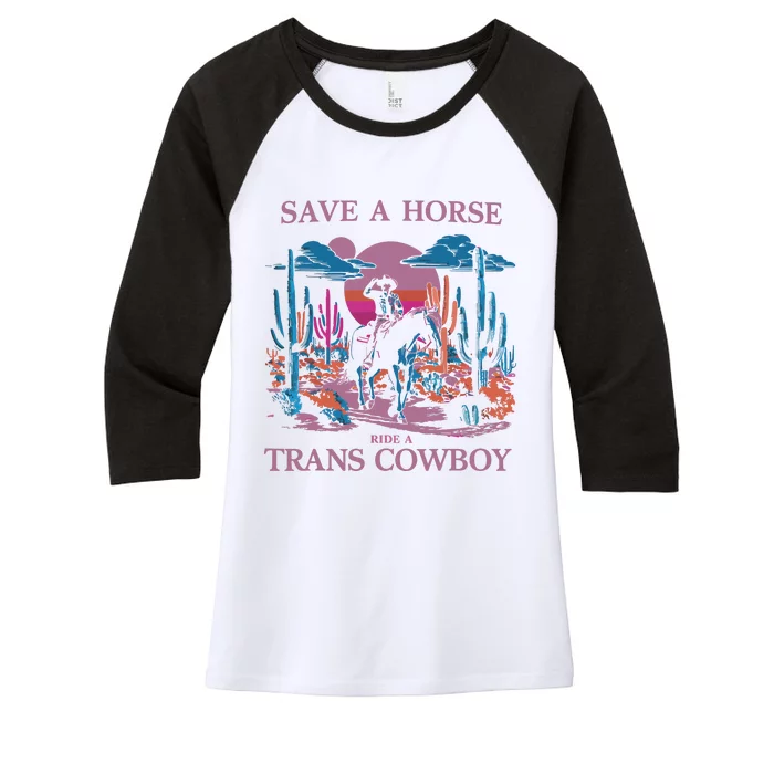 Vintage Save A Horse Ride A Cowboy Pride Lgbtq Women's Tri-Blend 3/4-Sleeve Raglan Shirt