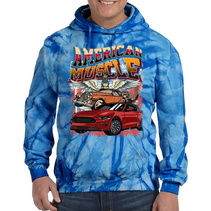 Vintage Streetwear American Muscle Car Tie Dye Hoodie