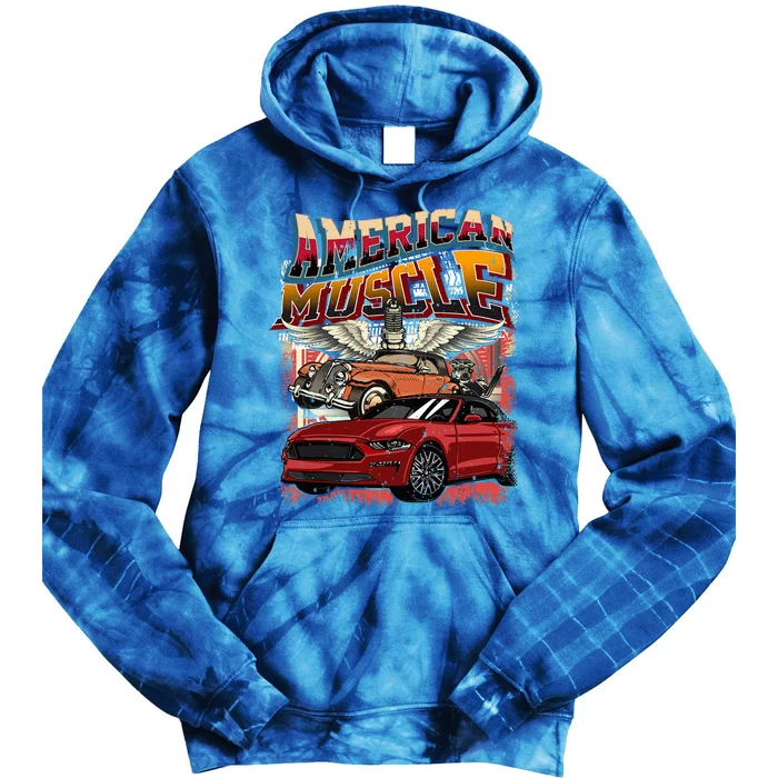 Vintage Streetwear American Muscle Car Tie Dye Hoodie