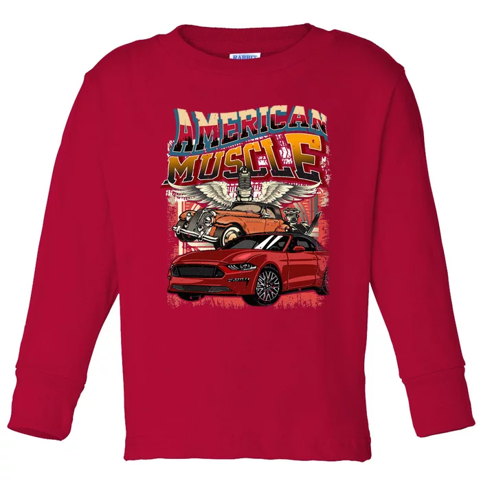 Vintage Streetwear American Muscle Car Toddler Long Sleeve Shirt