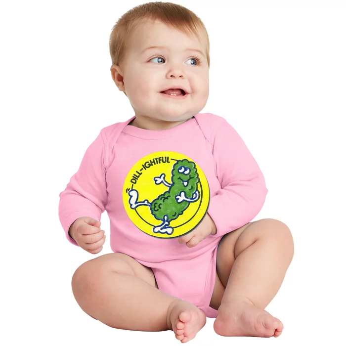 Vintage Scratch and Sniff Sticker Dill Pickle DillLightful Baby Long Sleeve Bodysuit