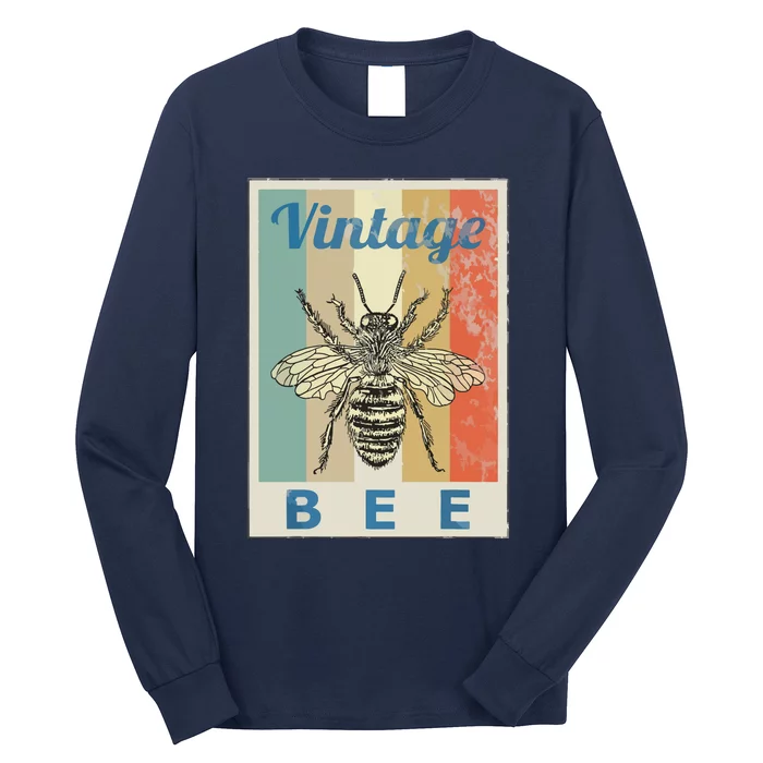 Vintage Style Bee Queen Honey Beekeeper Beekeeping Long Sleeve Shirt