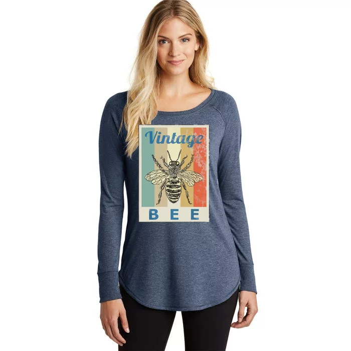 Vintage Style Bee Queen Honey Beekeeper Beekeeping Women's Perfect Tri Tunic Long Sleeve Shirt