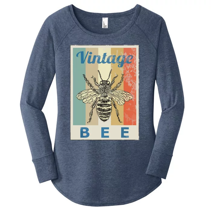 Vintage Style Bee Queen Honey Beekeeper Beekeeping Women's Perfect Tri Tunic Long Sleeve Shirt